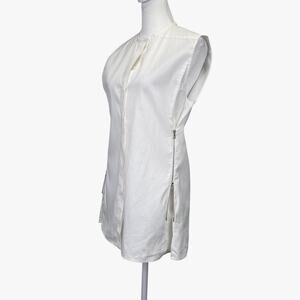 Phillip Lim White Button Front Shirt Sleeveless Size 0 Side Zippers Minimalist